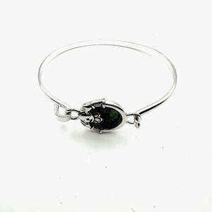 Claddagh Bracelet Silver tone Abalone Hinge Bangle Irish Costume Jewelry